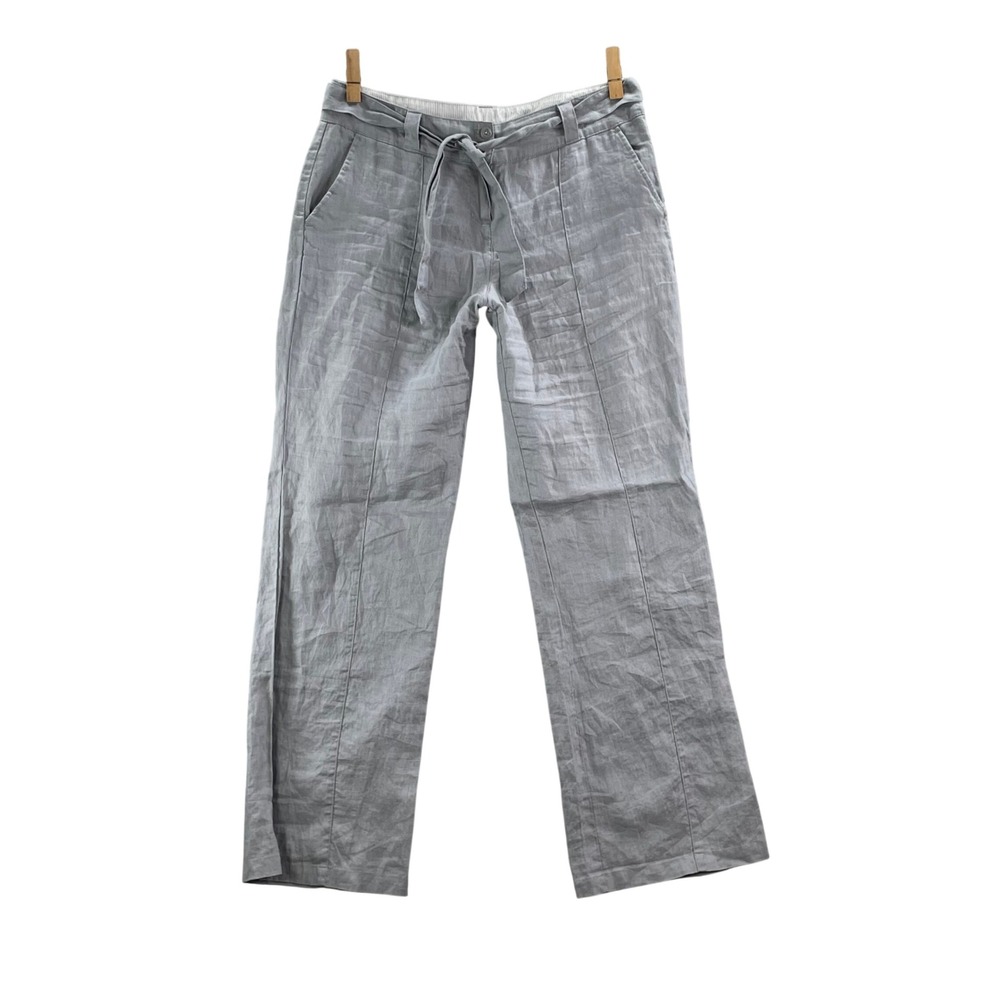 Willi Smith Linen Pants Women Large Grey Wide Leg Breathable Trousers Boho Beach